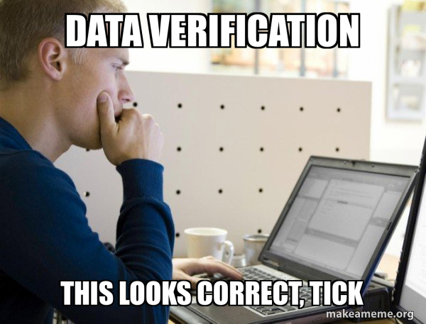 data verification this looks correct, tick - Programmer Meme Generator