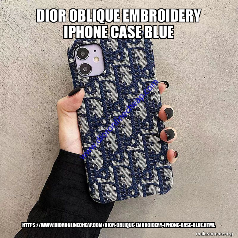 Dior Oblique Embroidery iPhone Case Blue