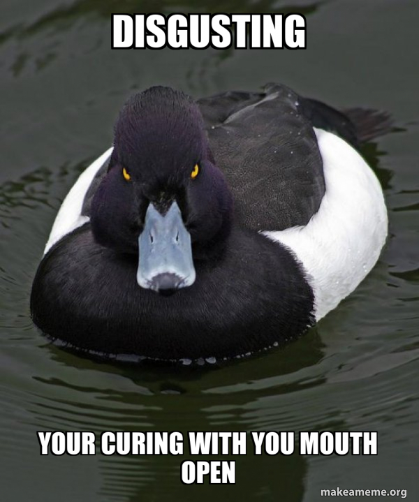 Curing Meme disgusting your curing with you mouth open - Revenge Duck ( Angry ...