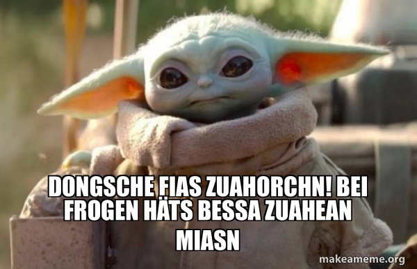 Baby Yoda looking at you meme
