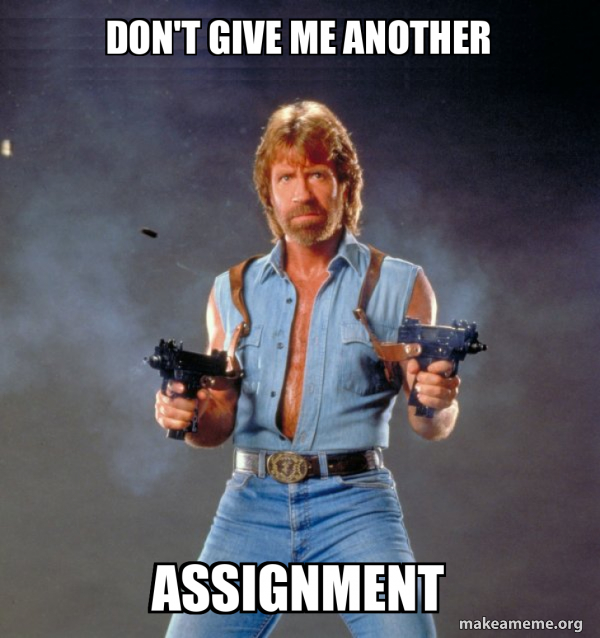 Don't give me another Assignment - Chuck Norris Meme Generator