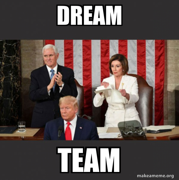 Nancy Pelosi ripping Trump's speech up meme