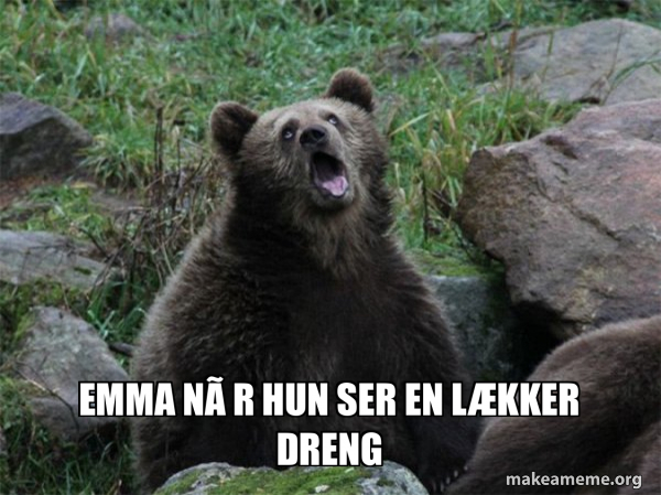Meme Hun Emma når hun ser en lækker dreng - Sarcastic Bear Meme Generator