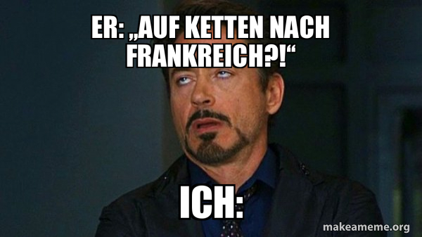 Nach Frankreich Fahren Wir Nur Auf Ketten Er: â€žAuf Ketten nach Frankreich?!â€œ Ich: - Tony Stark Eye Roll Meme