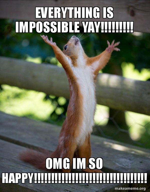 Everything Is Impossible Yay Omg Im So Happy Happy Squirrel Make A Meme