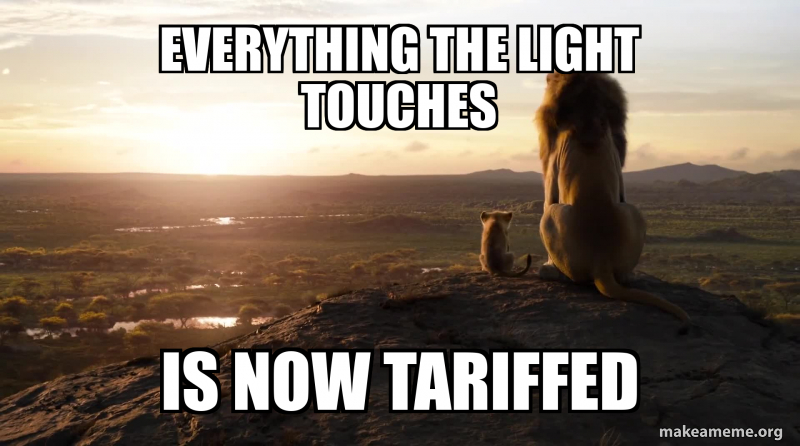 EVERYTHING THE LIGHT TOUCHES IS NOW TARIFFED - beeeeeeeens Meme Generator