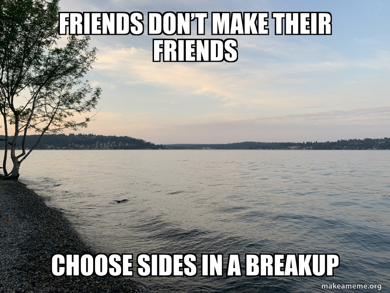 Friends don’t make their friends Choose sides in a breakup Meme Generator
