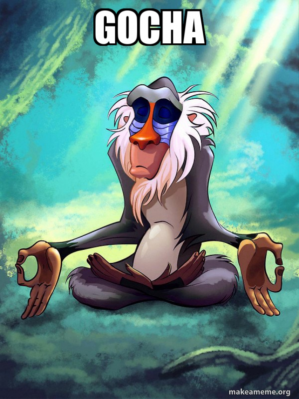 Gopia Meme Gocha - Rafiki Meditating - Lion King Meme Generator