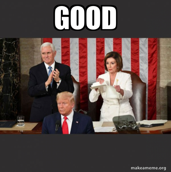 Nancy Pelosi ripping Trump's speech up meme