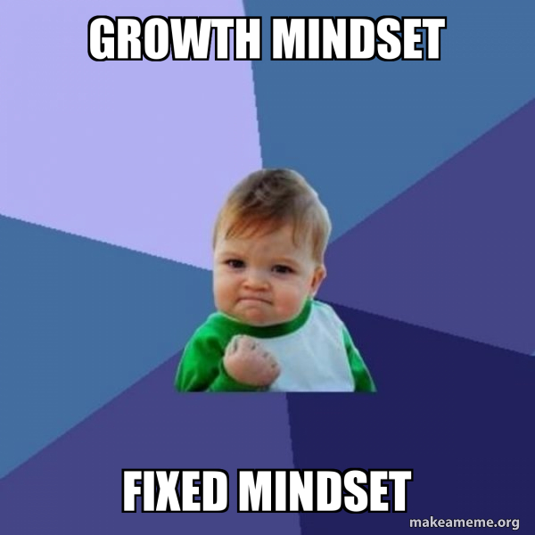 growth mindset Fixed mindset Success Kid Make a Meme