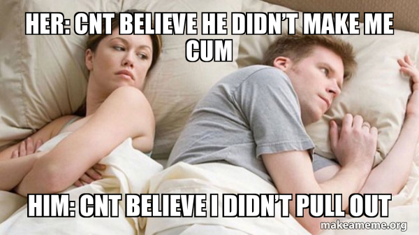 Couple thinking in bed meme