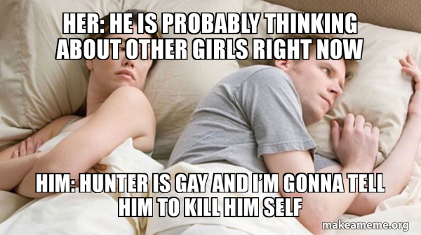 Couple thinking in bed meme