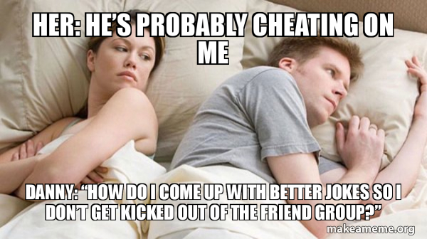 Couple thinking in bed meme