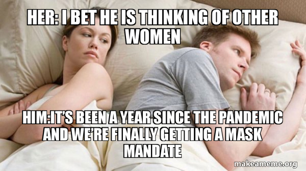 Couple thinking in bed meme