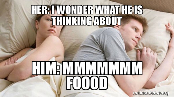 Couple thinking in bed meme