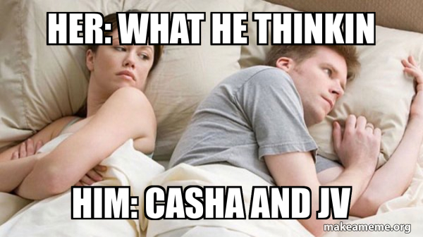 Couple thinking in bed meme