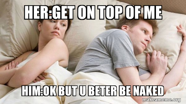 Couple thinking in bed meme