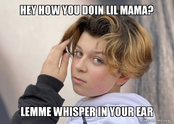 Hey Little Mama Lemme Whisper In Your Ear Hey how you doin lil mama? lemmE whisper in your ear Meme Generator