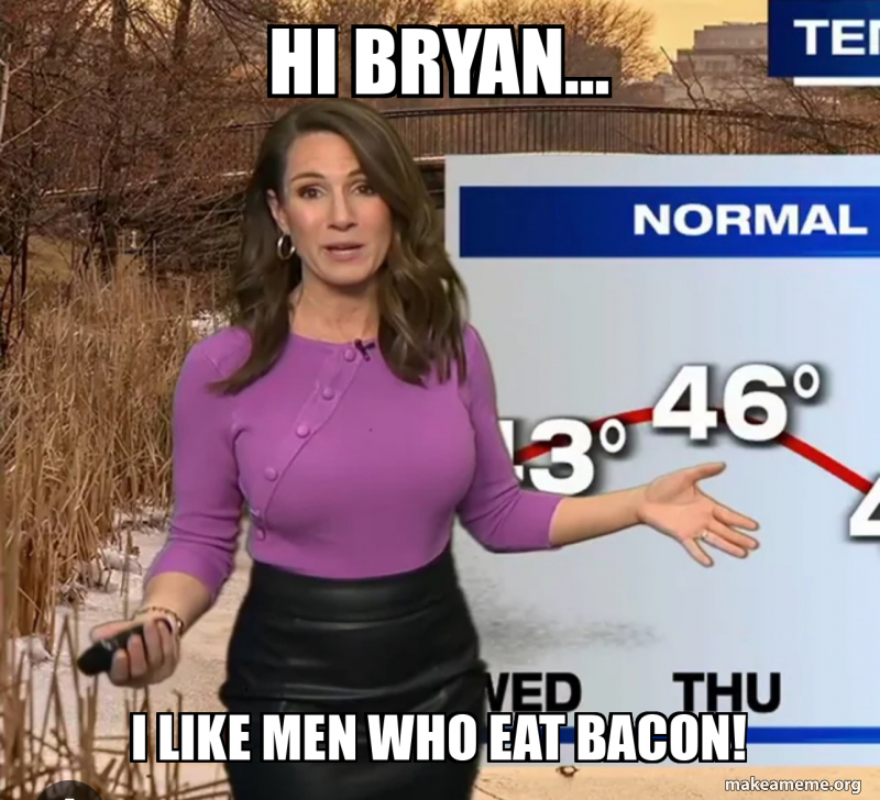 Hi Bryan Hi Bryan… I like men who eat bacon! Meme Generator