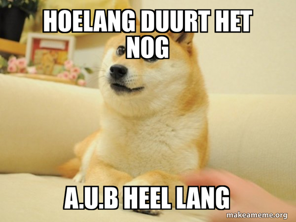 hoelang duurt het nog A.U.B HEEL LANG - Doge Meme Generator
