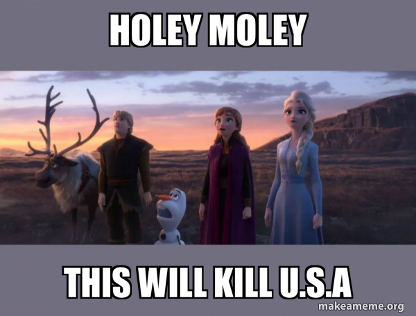 HOLEY MOLEY THIS WILL KILL U.S.A - Frozen 2 Meme Generator - Why Is It So Cold On Holey Moley