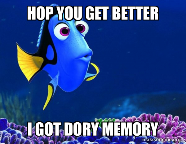 Dory from Nemo  (5 second memory) meme