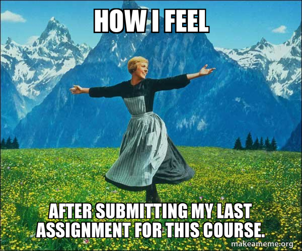 How I feel After submitting my last assignment for this course. Sound of Music Make a Meme