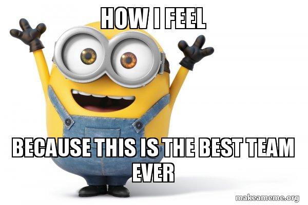How I feel Because this is the best team ever - Happy Minion Meme 