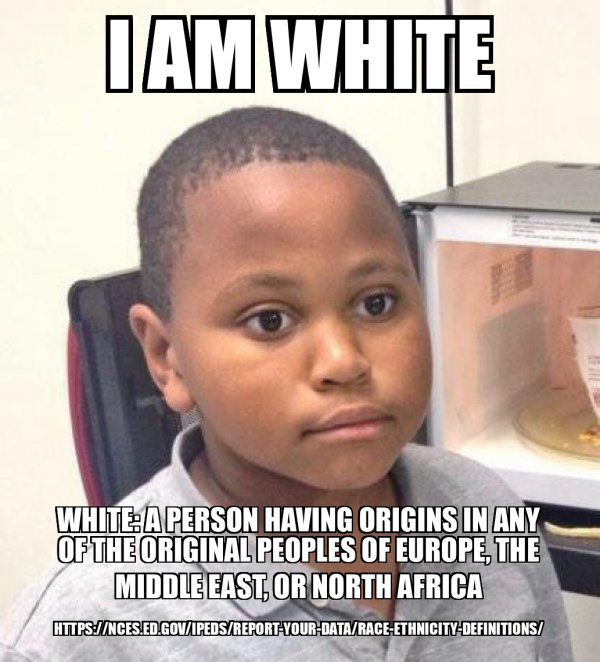 I Am White White A Person Having Origins In Any Of The Original