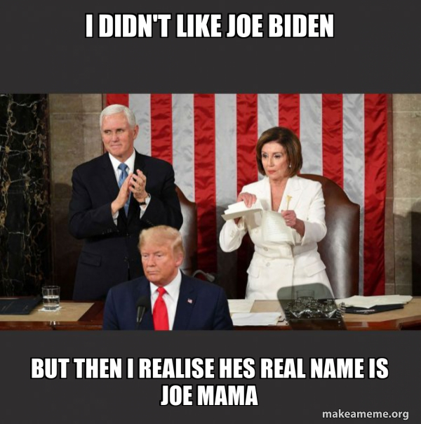 Nancy Pelosi ripping Trump's speech up meme