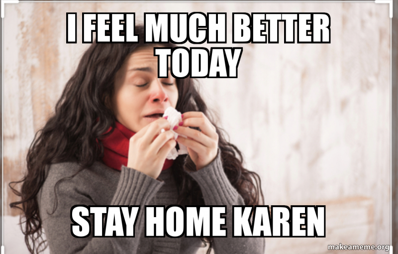I Feel Much Better Today Stay Home Karen Make A Meme