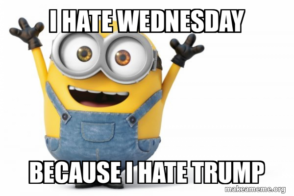 I hate Wednesday Because I hate Trump - Happy Minion Meme Generator