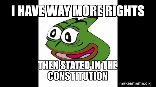I have way more rights Then stated in the constitution - Pepega Meme ...