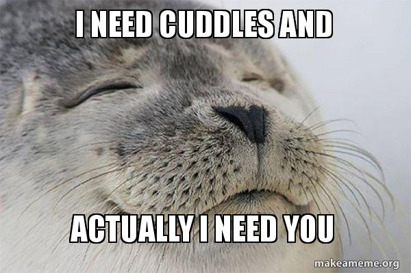 I Need Cuddles And Actually I Need You Satisfied Seal Make A Meme