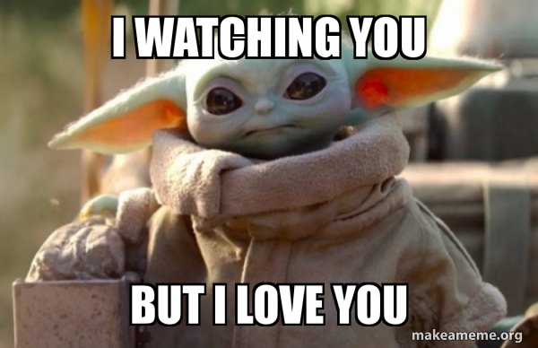 Baby Yoda looking at you meme