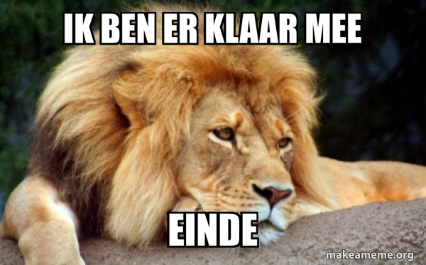 ik ben er klaar mee Einde - Confession Lion Meme Generator
