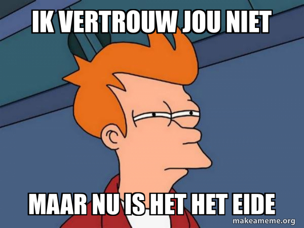 ik vertrouw jou niet maar nu is het het eide - Futurama Fry Meme Generator