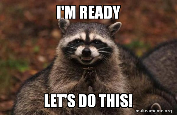 I'M READY LET'S DO THIS! - Evil Plotting Raccoon Meme Generator