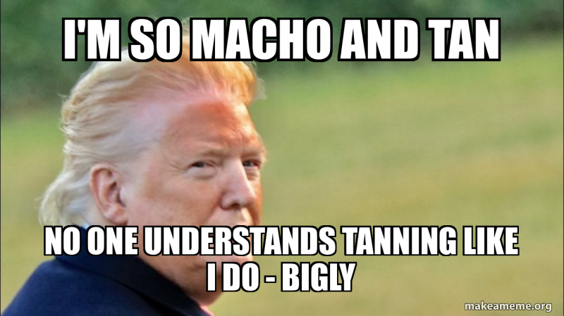 i'm so macho and tan no one understands tanning like I do - bigly Meme ...