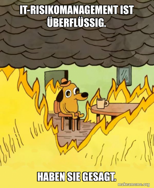 Meme Risiko IT-Risikomanagement ist überflüssig. Haben sie gesagt. - This Is Fine ...