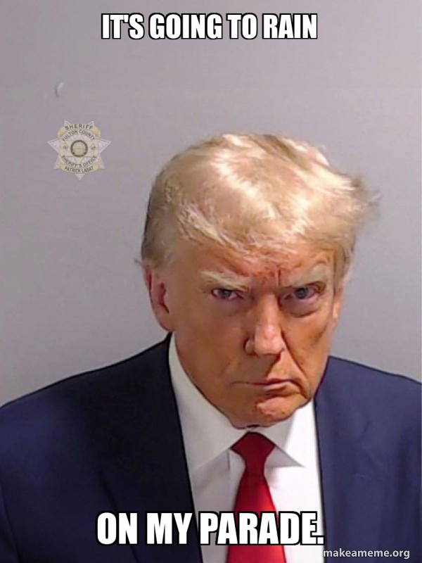 It's going to rain on my parade. - Donald Trump Mugshot Meme Generator