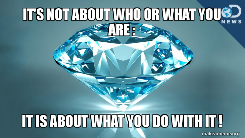 it's not about who or what you are : It is about what you do with it ...
