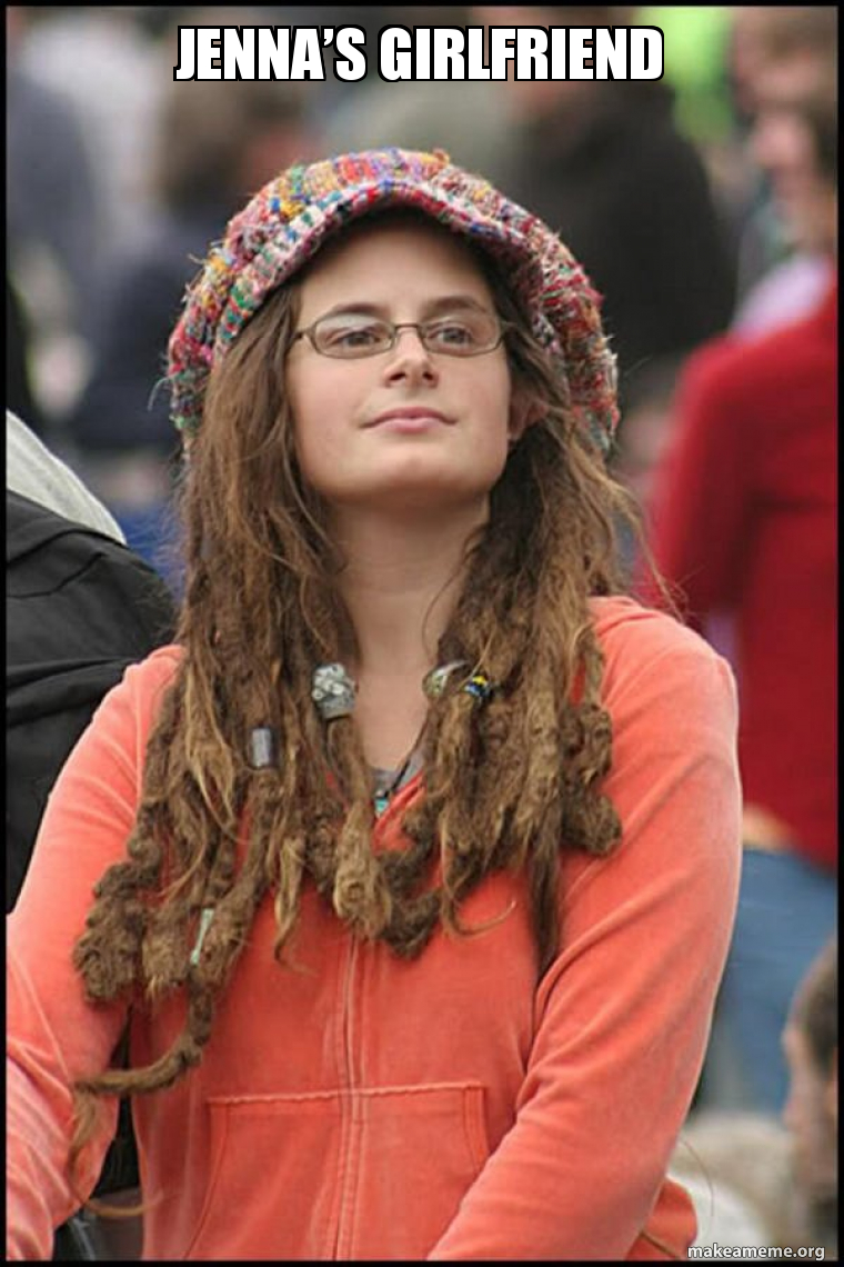 Female College Liberal - Bad Argument Hippie meme