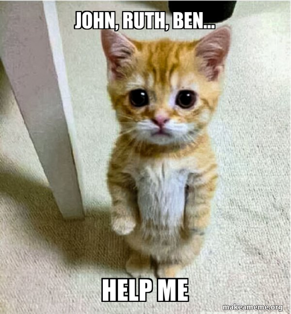 John, Ruth, Ben... Help Me - Cute Cat Standing Meme Generator