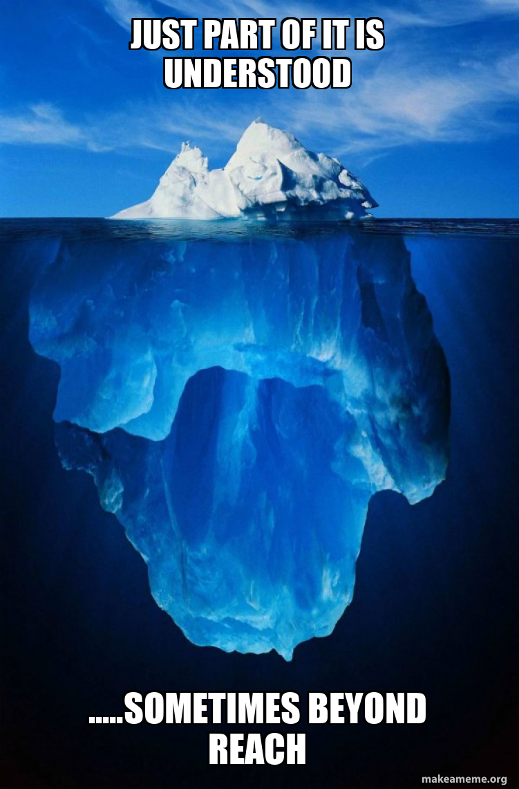 just part of it is UNDERSTOOD .....SOMETIMES BEYOND REACH - Iceberg ...