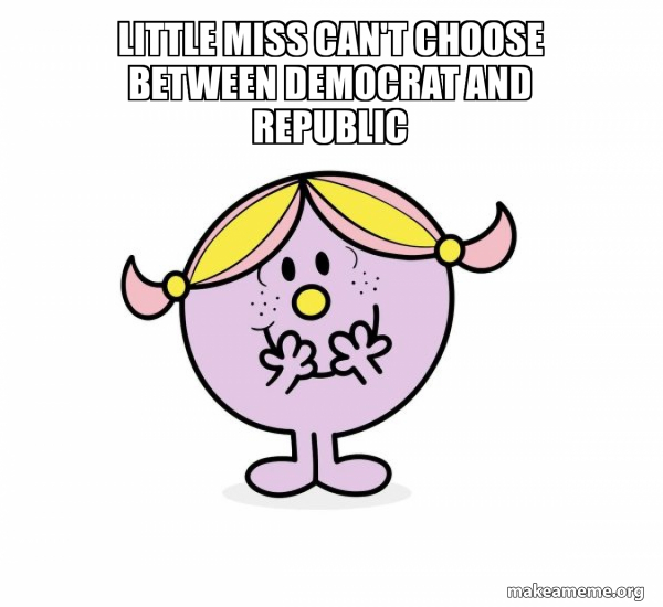 little miss can't choose between Democrat and Republic Little Miss