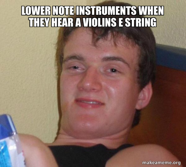 Lower note instruments when they hear a violins E string - [10] guy ...