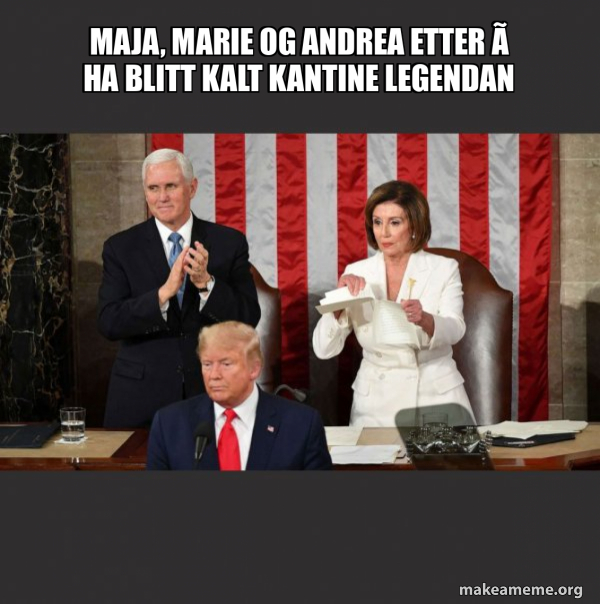 Nancy Pelosi ripping Trump's speech up meme