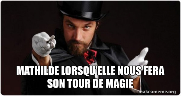 Meme About Mathilde Mathilde lorsqu'elle nous fera son tour de magie - Magician (for my ...