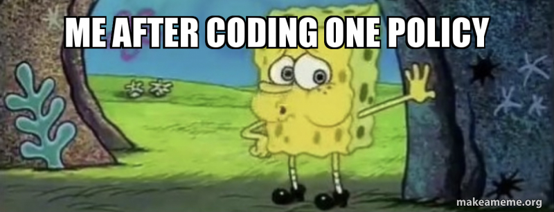 Me after coding one policy Meme Generator